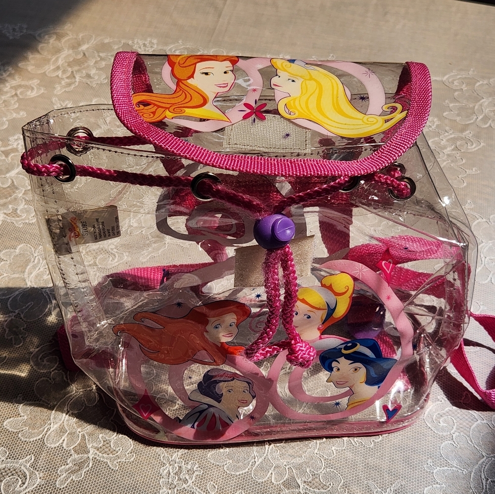 VINTAGE DISNEY PRINCESS Clear Plastic Small Backpack/Bag/Purse - Picture 8 of 10